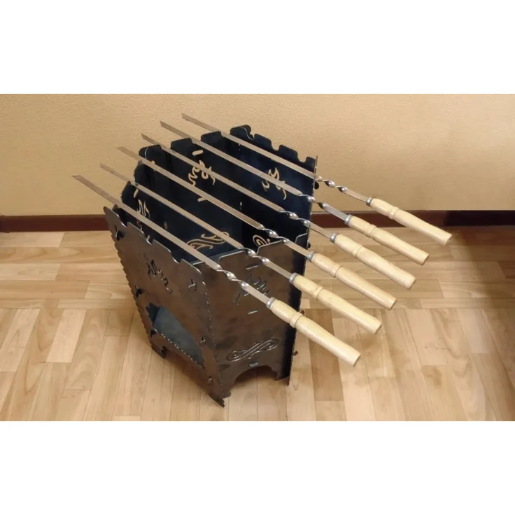 Klappbarer Mangal-Outdoor-Ofen Campinggrill 2 mm Stahl 4-teilig – Bild 3