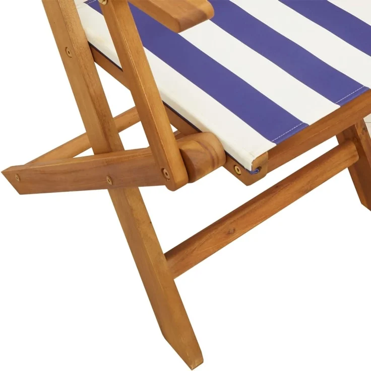 vidaXL Gartenstühle 2 Stk. Blau und Weiß Massivholz Akazie & Stoff 367674 – Bild 10