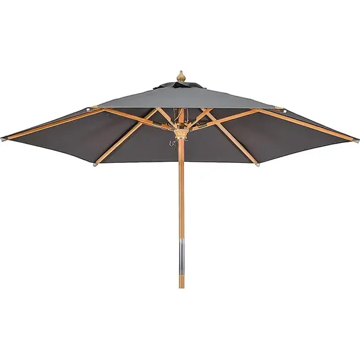 Kai Wiechmann Marktschirm, 240 cm Sonnenschirm aus Raminholz mit UV-Schutz 50+, grau-anthrazit