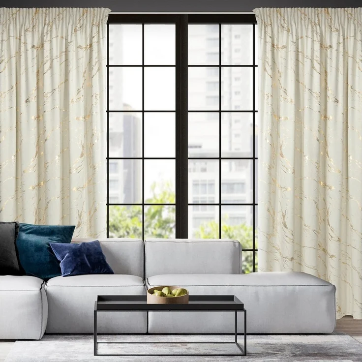 Eurofirany Vorhang Elegante, blickdichte Vorhänge aus Samt mit Glanzdruck, Kräuselband, Kräuselband Ösen Tunnelzug Polyester 140x250 140x270 cm – Bild 2