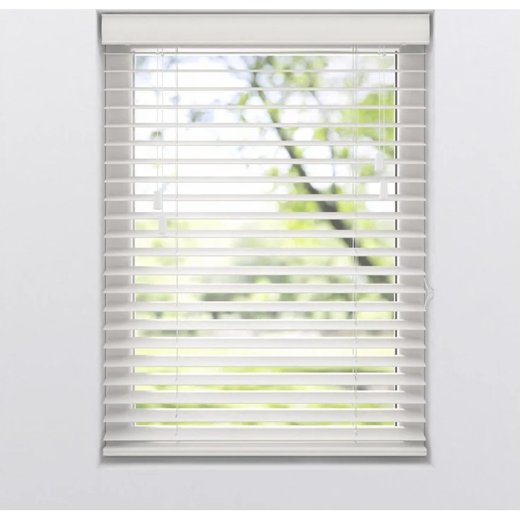 Plisseeonline Jalousie Holzjalousie, Wand/Decke und Fenstermontage, Wand,-Deckenmontage, Bis 150 cm breite und 130 cm höhe Fenstermontage Klemmfix inkl, Mit Holzmaserung – Bild 2