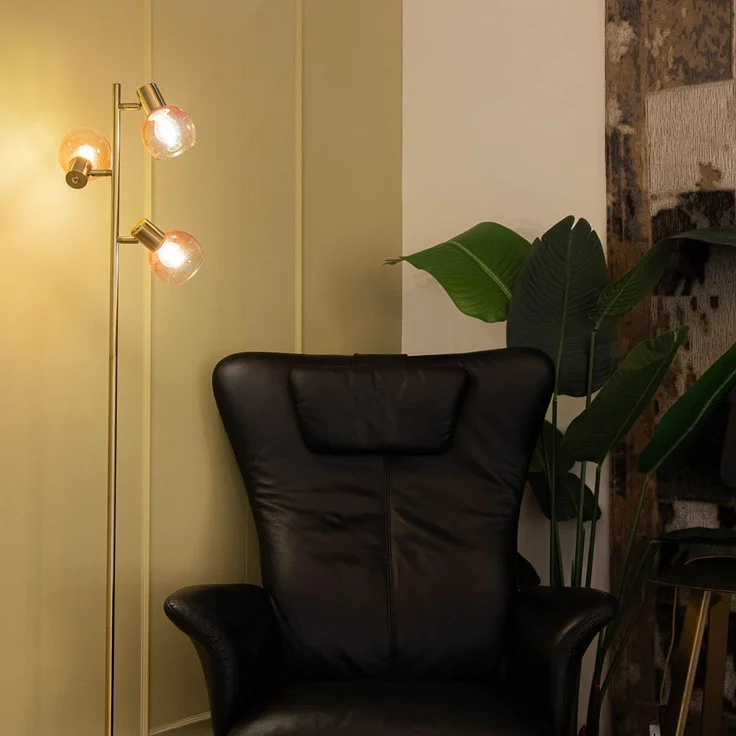 Qazqa Stehlampe Vidro, ohne Leuchtmittel, E14, Rosa, Art Deco, Stahl, 3-flammig – Bild 2