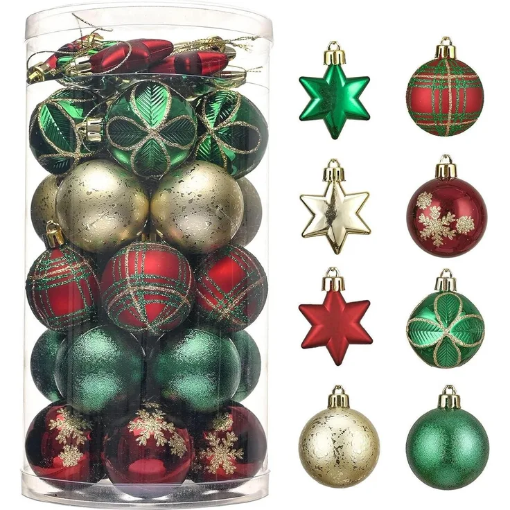 35er Pack Valery Madelyn Weihnachtskugeln 5cm Bruchsicher Landstraße Thema Rot