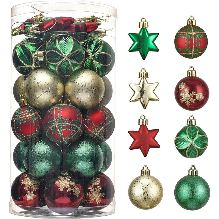 35er Pack Valery Madelyn Weihnachtskugeln 5cm Bruchsicher Landstraße Thema Rot – Bild 1