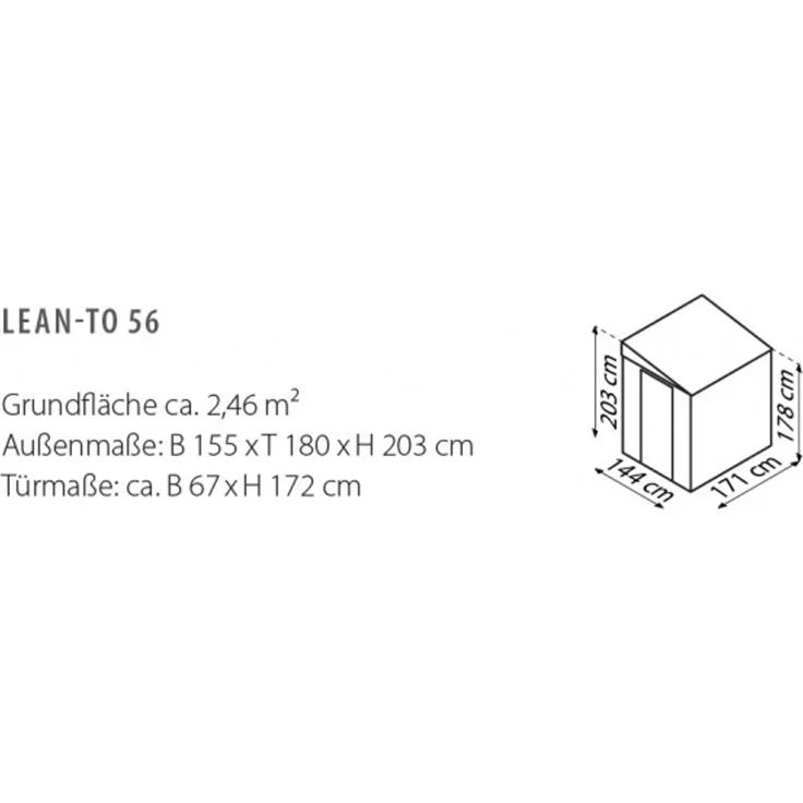 Globel Gerätehaus "Wand-Zierde Lean To 56, silber metallic – Bild 3