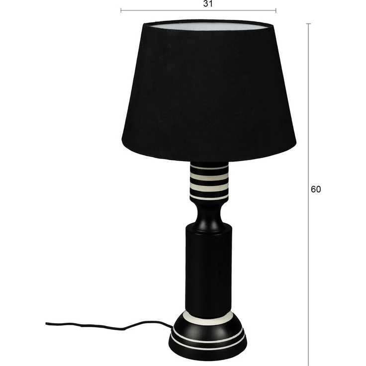 DutchBone Tischlampe Virgil im Vintage-Look, Schwarz mit Leinenschirm 31x31x60 cm – Bild 8