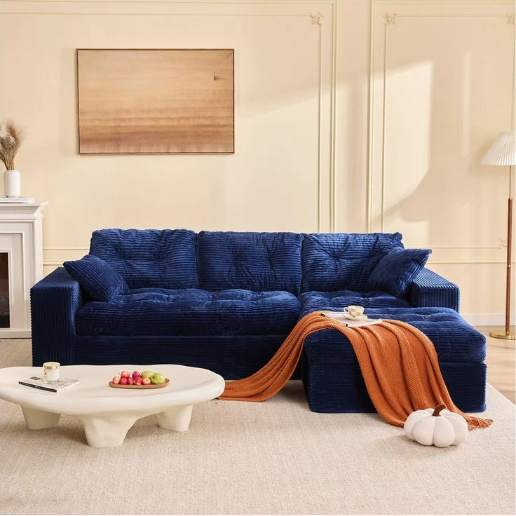LITBIRD Ecksofa 3-Sitzer Sofa mit Marshmallow-Softpolster & Modulares Recamiere Sofa, 1 Teile, Cordstoff Schlafsofa & Relaxsofa, Wohnzimmer Sofa – Bild 1