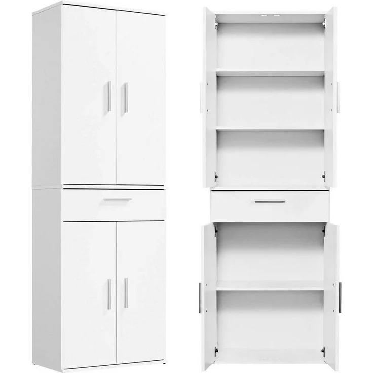 mokebo® Mehrzweckschrank 60cm Breite mit Schubladen & Einlegeböden 'Der Praktische' hoher Schubladenschrank in weiß, großer Schrank & Hochschrank | 60 x 180 x 34 (B/H/T in cm) – Bild 5