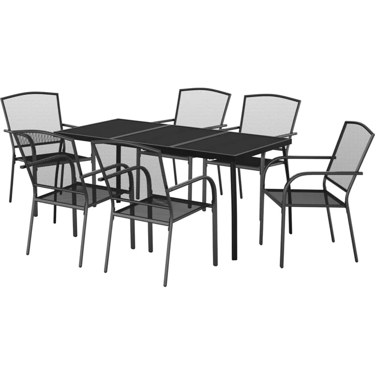 vidaXL 7-tlg. Garten-Essgruppe Anthrazit Stahl 3187971 – Bild 2