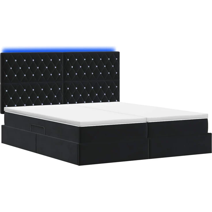 vidaXL LED-Speicherbett mit Matratze Schwarz 180 x 200 cm Samt 3460256 – Bild 9