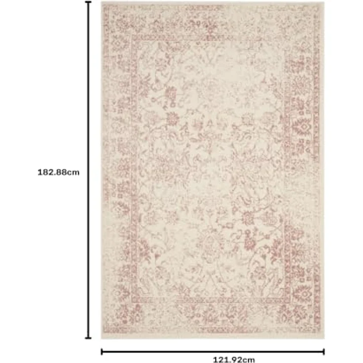 Safavieh Teppich 122x183 cm - Adirondack Collection - Transitional Design, Elfenbein & Rosa, Pflegeleichte Synthetikmischung, Ideal für Wohnzimmer, Schlafzimmer, Büro – Bild 2