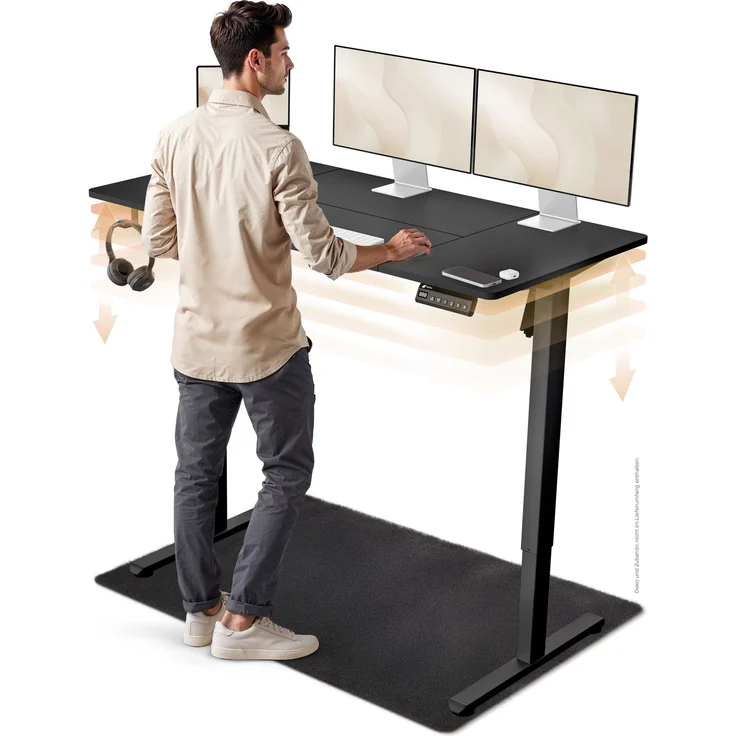 LUTIVO Foxtrot, Höhenverstellbarer Schreibtisch Elektrisch, Memory-Funktion und Kabelmanagement, 120 x 60 cm, Schwarz/Schwarz – Bild 2