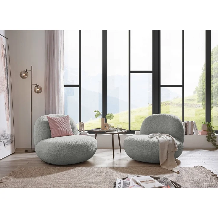 Drehsessel Chris ED Exciting Design Farbe Silber – Moderner Mikrofaser-Sessel mit Nosagfederung – Bild 5