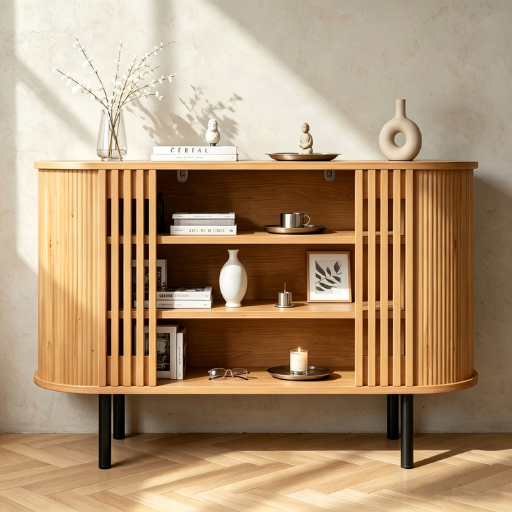 ZUBALIYA Sideboard 120x40x80 cm, aus MDF / Spanplatte, Natur – Bild 12