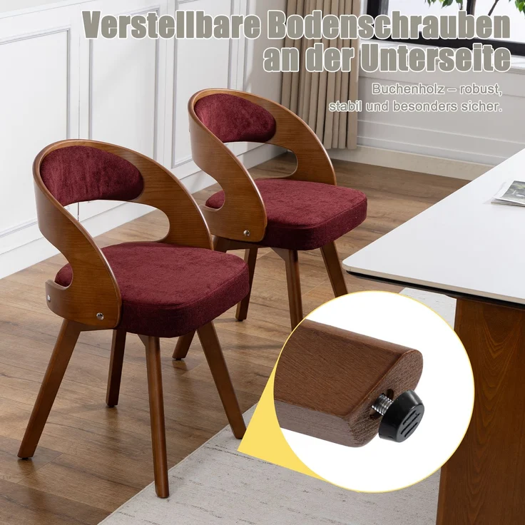 LVHOM Esszimmerstuhl 360° drehbar, 2er Set, Polsterstuhl aus Leinen und Massivholz, Küchenstuhl gepolstert, ergonomischer Schalenstuhl mit Armlehne, bis 150 kg – Bild 4