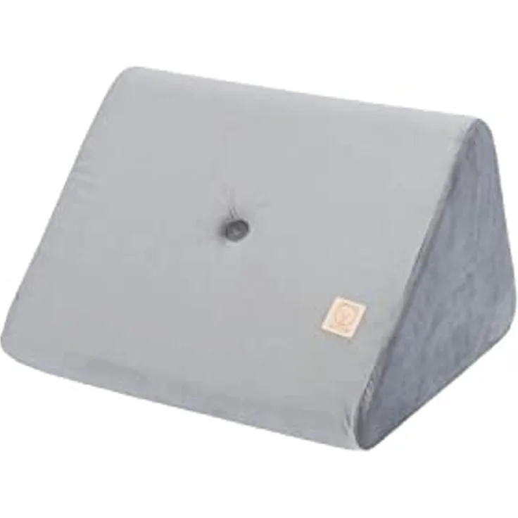 MISIOO FOLDIE Keilkissen - Samt Kissen für Kinderzimmer – Elegant Lesekissen aus Schaumstoff – Rückenstützkissen für Kinder – ideale Ergänzung zur Klappmatratze - 60 x 50 x 36 cm – Grau