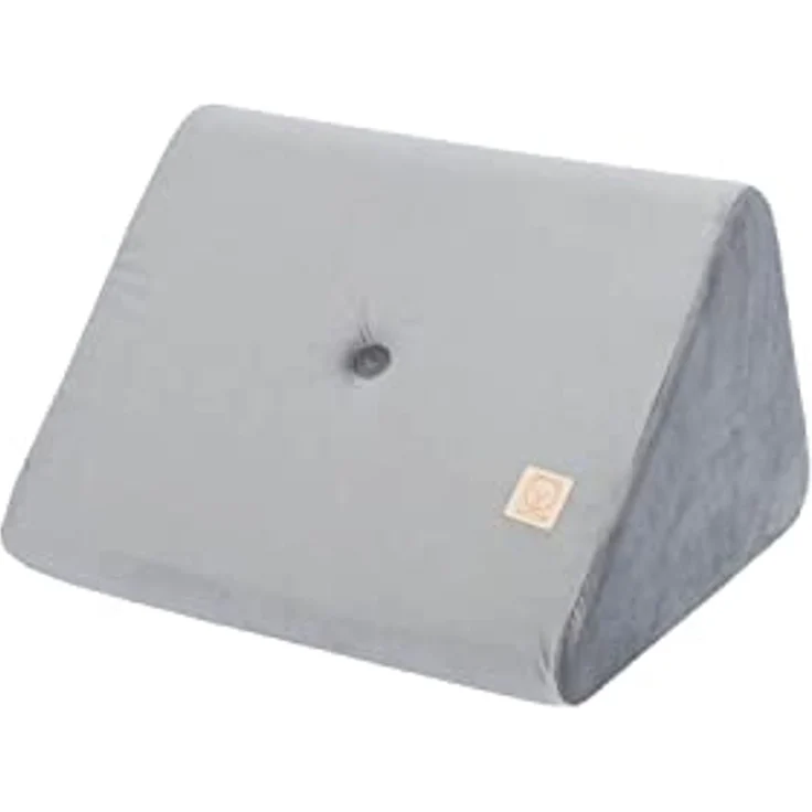 MISIOO FOLDIE Keilkissen - Samt Kissen für Kinderzimmer – Elegant Lesekissen aus Schaumstoff – Rückenstützkissen für Kinder – ideale Ergänzung zur Klappmatratze - 60 x 50 x 36 cm – Grau – Bild 1