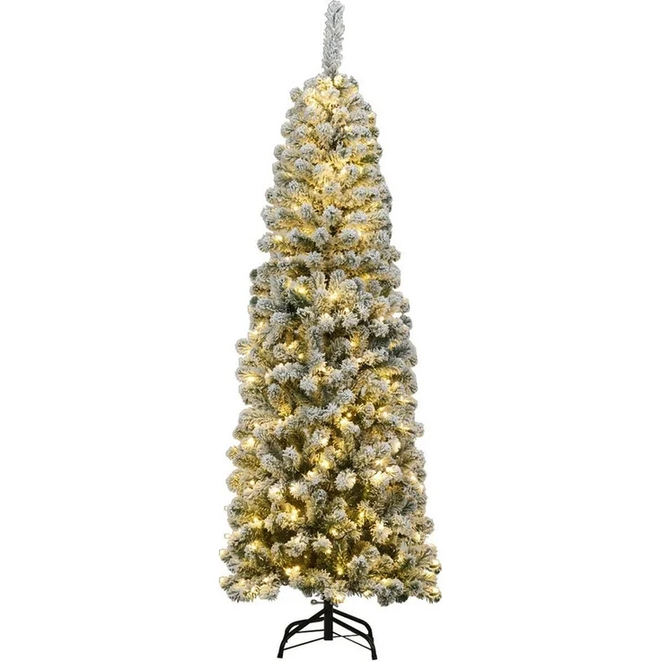 COSTWAY Künstlicher Weihnachtsbaum, mit Schnee & warmweißen LEDs, 180cm – Bild 1