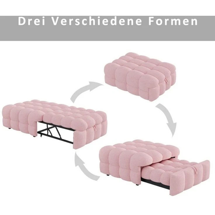 STILVORA Schlafsofa Ausziehbares sofa mit bettfunktion,sofas wohnzimmer,Puffy-Bett,rosa – Bild 4