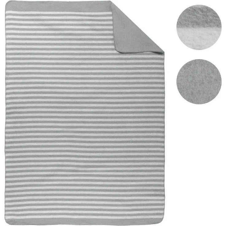 biberna 0837476 Melange Wohndecke 1x 150x200 cm STREIFEN, sturmgrau, 1x 150x200 cm – Bild 2