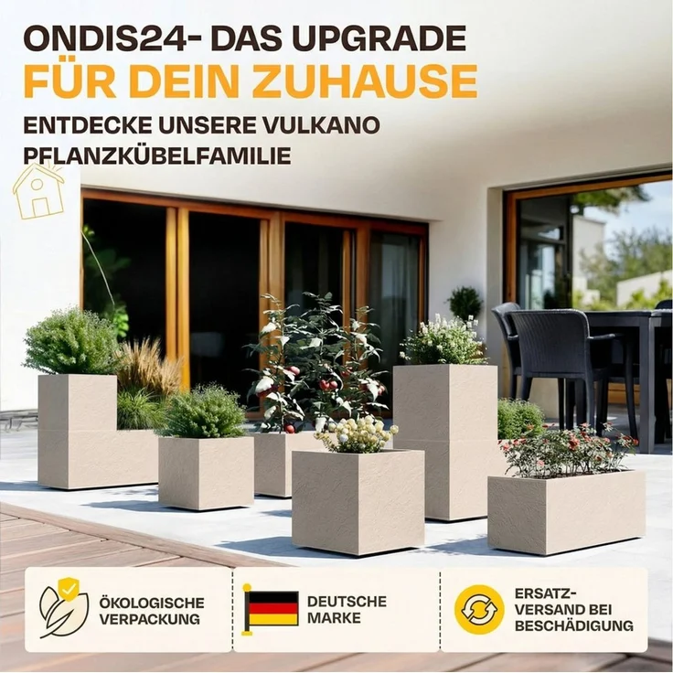 ONDIS24 Pflanzkübel Ondis24 Blumenkübel Vulkano, 50L Blumenkasten (1 St), mit cleverem Wasserspeicher am Boden – Bild 3