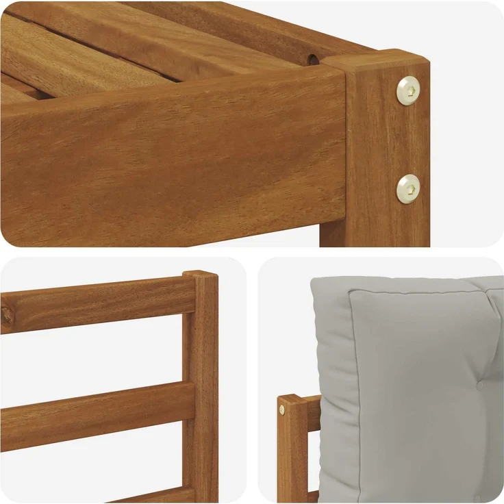 vidaXL Outdoor-Sofagarnitur 6 stk. 6-Sitzer Natur und Hellgrau 3367949 – Bild 5
