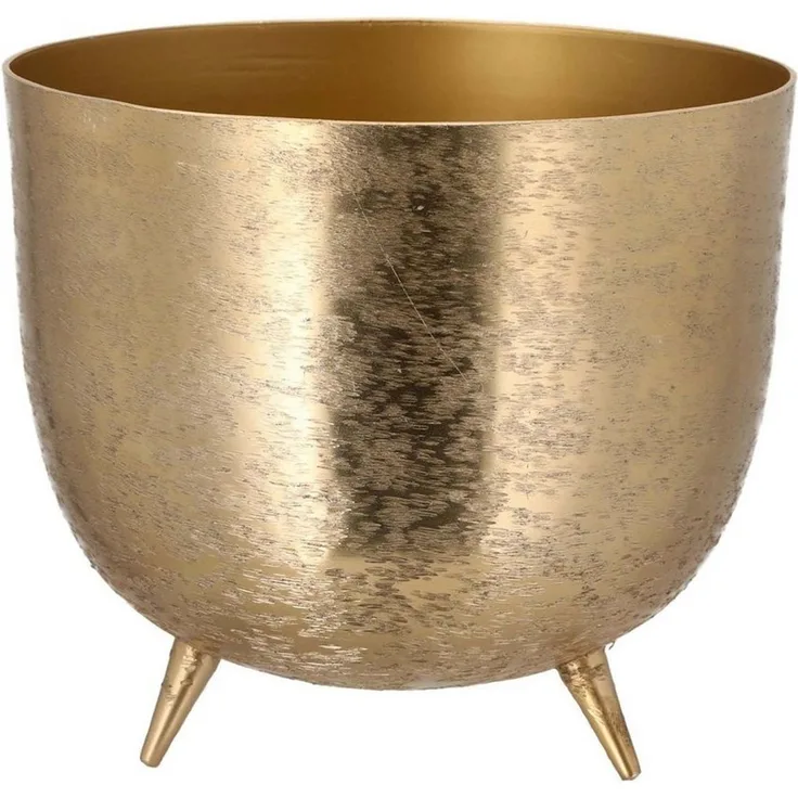 HAC24 Blumentopf Design Pflanztopf Pflanzen Blumen Übertopf Blumenkübel Pflanzkübel, Aluminium Rund Matt Gold Ø 18 cm