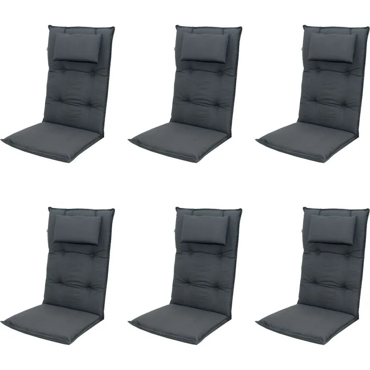 doppler® Hochlehnerauflage 6 er Set 940 Gartenstuhl Auflagen Kissen Polster für Hochlehner, (Spar-Set, 6 Auflagen), für Hochlehner-Stühle