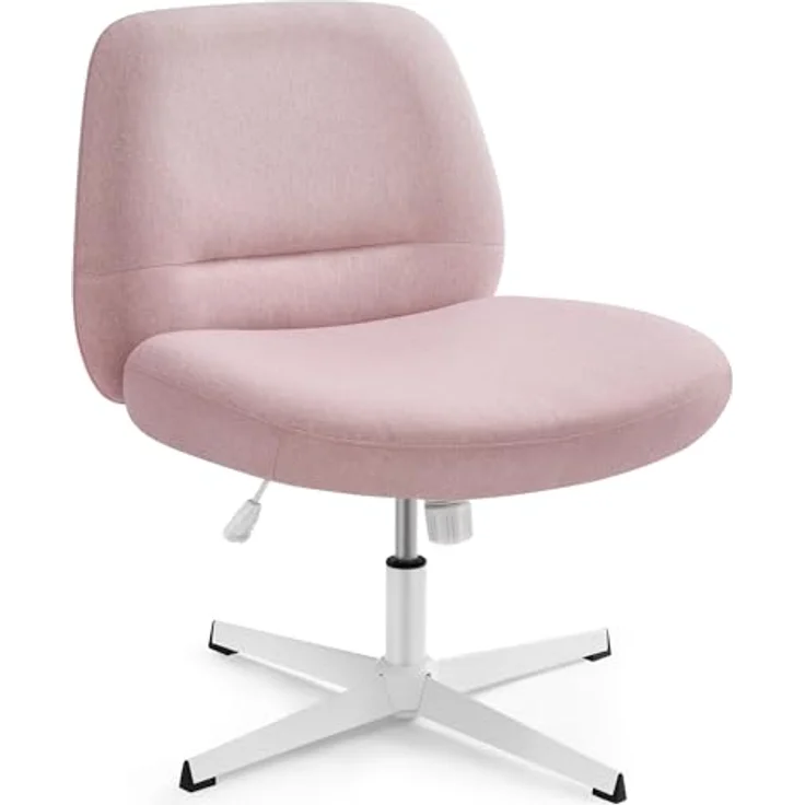 Songmics HOME Bürostuhl, Schreibtischstuhl, Drehstuhl, breite Sitzfläche zum Sitzen im Schneidersitz, modern, mit Kreuzfuß/Fußkreuz, höhenverstellbar, Wippfunktion, für Büro, Homeoffice, pastellrosa OBGDE046R01 – Bild 6