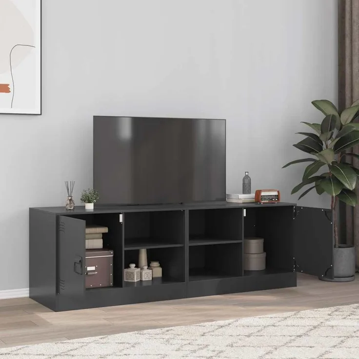 2 pcs TV-Schrank, Lowboard Schwarz 67x39x44 cm Stahl