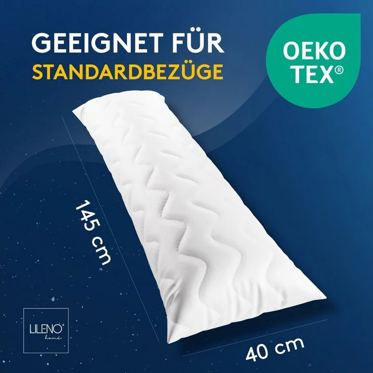 LILENO HOME Seitenschläferkissen 40x145 cm (1100 g Füllung) - Stillkissen + herausnehmbares Innenkissen, Set, 1-tlg, 1er Set, Seitenschläferkissen 40x145 cm für Schwangere u. Babys – Bild 2