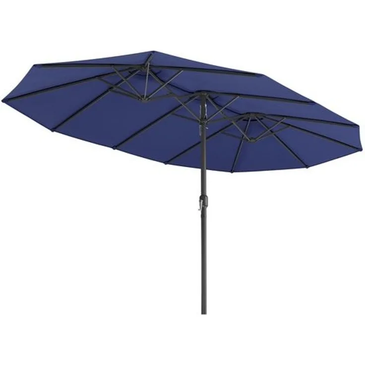 Songmics Doppelsonnenschirm, UV-Schutz bis UPF 50+, mit Kurbel, ohne Ständer, Dämmerungsblau, 245 x 460 x 270 cm