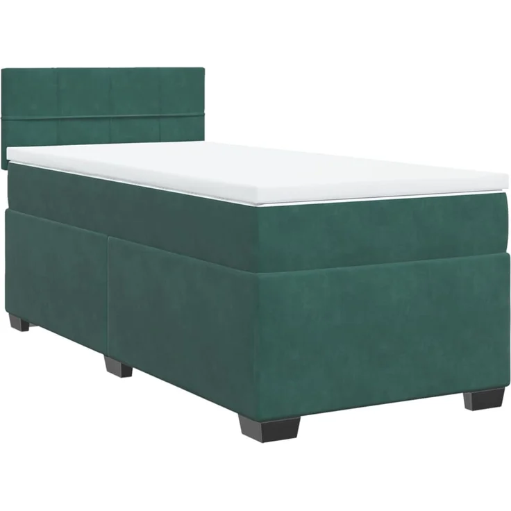 vidaXL Boxspringbett mit Matratze Dunkelgrün 90x190 cm Samt 3286201 – Bild 2