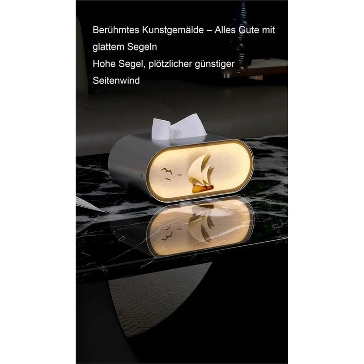 Luckice Papiertuchbox Taschentuchbox Taschentuchspender Badezimmer Aufbewahrung (Spar-Set, 1 St, Nachtlicht-Tissuebox mit dreifarbiger LED-Beleuchtung, weiß), Nachtlicht-Tissuebox mit Touch & dreifarbiger, dimmbarer Beleuchtung – Bild 4
