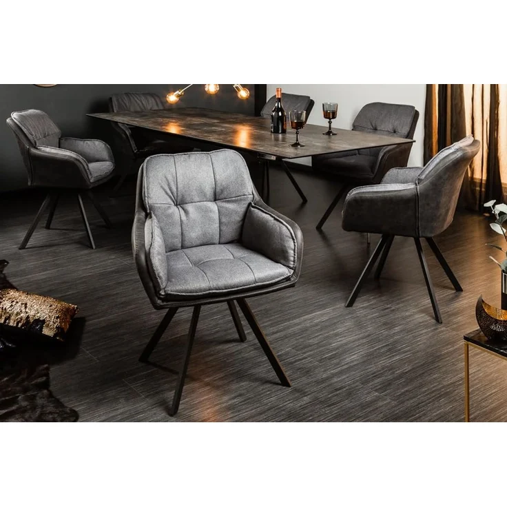 riess-ambiente Armlehnstuhl MR. LOUNGER hellbraun – Microfaser, mit Armlehne, Metall-Beine, 180° drehbar mit Rückholmechanik – ideal für Esszimmer oder Büro – Bild 2