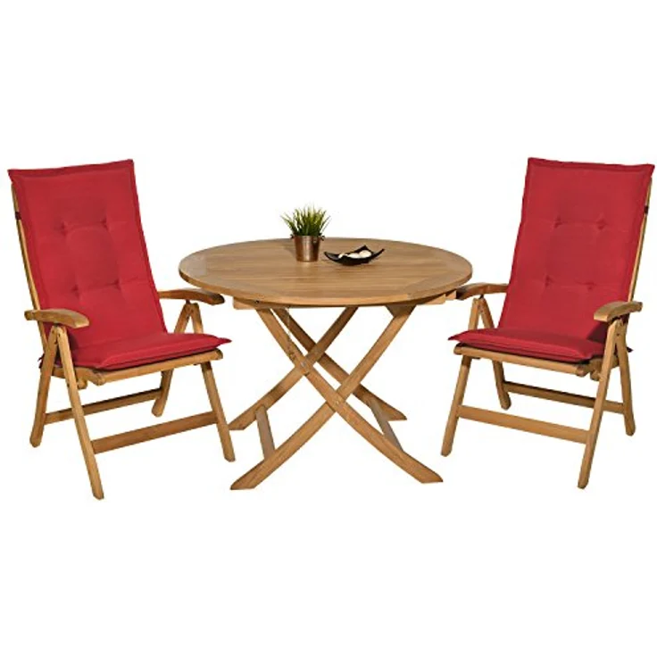 6er Set Beautissu Hochlehner Auflage Loft HL 120 x 50 x 6 cm Rot – Bild 8