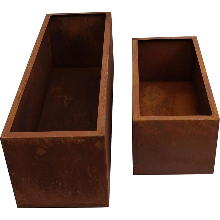 Dekoleidenschaft Blumenkasten aus Metall in Rost Optik, Blumenkasten, Pflanzkübel, Pflanzcontainer (2 St, im Set), aus Metall in Rost Optik, Pflanzkasten eckig, Pflanzkübel, Hochbeet – Bild 4