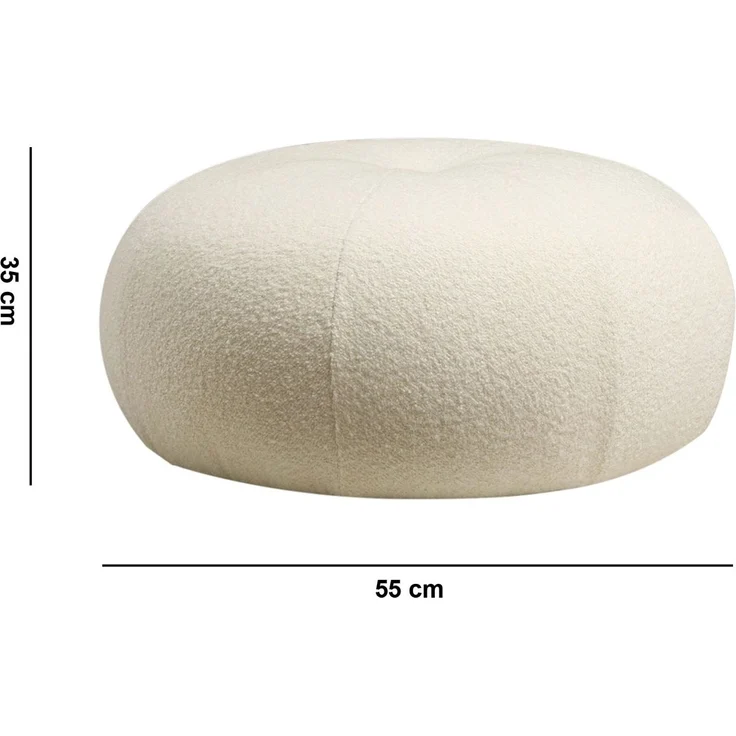 Hanah Home 'Tina - Bouclet White' Pouffe, Bouclet Weiß, 55 x 35 x 55 cm – Bild 5