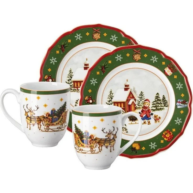 Hutschenreuther Happy Wintertime Geschirr-Set 4-teilig Grün