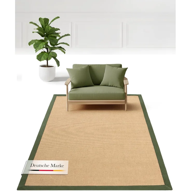 carpetfine Sisalteppich Sisal, rechteckig, Höhe: 5 mm, mit farbiger Bordüre, Anti Rutsch Rückseite – Bild 1