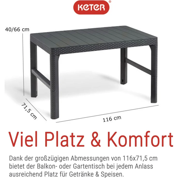Keter Garten-Beistelltisch Lyon Graphitgrau 232300 420014 – Bild 11