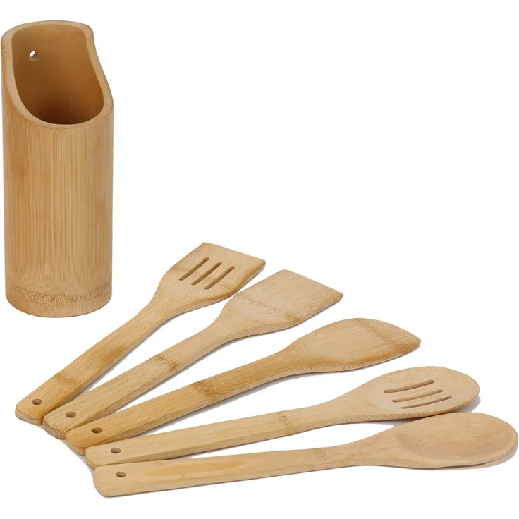 6-teiliges Bambus-Küchenhelfer-Set mit Ständer – Nachhaltig & Praktisch – Bild 2