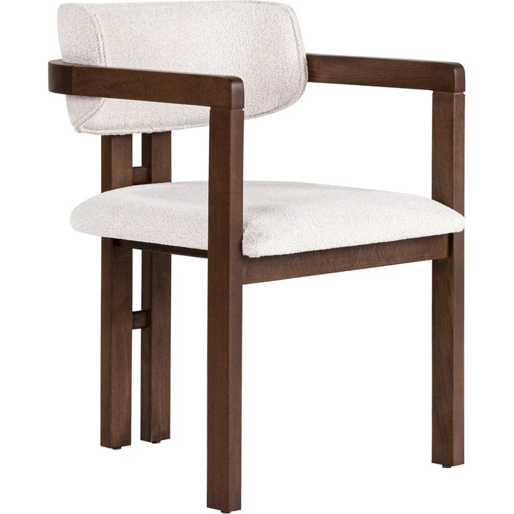 Modern Beech Wood Chair with Chenille Texture Fabric, Easy Clean, White & Dark Walnut, 54 x 76 x 54 cm | Comfortable 5 cm Foam Seat, Perfect for Home Office & Contemporary Spaces – Bild 2