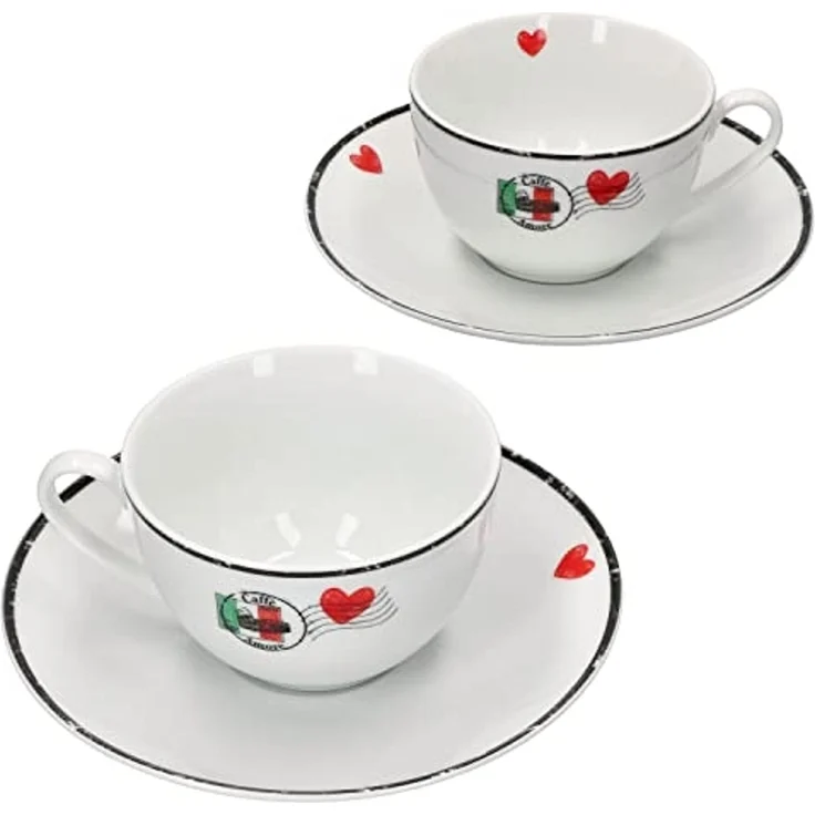 Ritzenhoff & Breker Becher 4tlg Set Caffee Amore Cappuccinotasse + Untertasse 200ml Cafe – Bild 2
