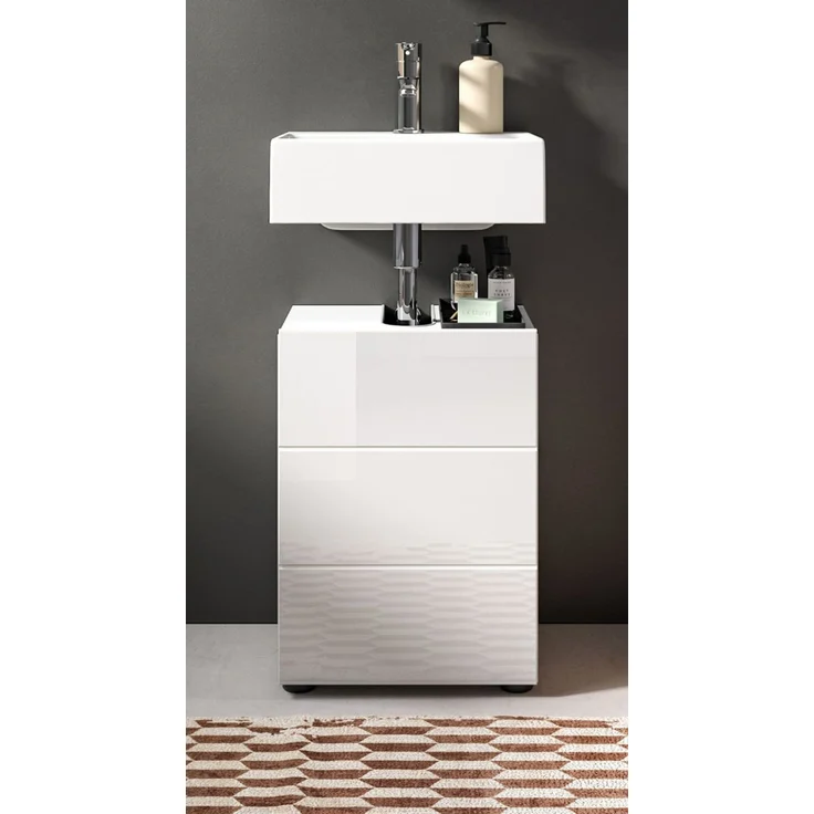 Waschbeckenunterschrank Larik in weiß Hochglanz 38 cm – Bild 2