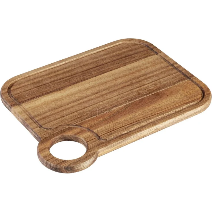 SCHÖNER WOHNEN-Kollektion Schneidebrett Acun, Massivholz, (1-St), Küchenbrett aus massivem Akazienholz, mit Griffloch und Saftrille – Bild 2