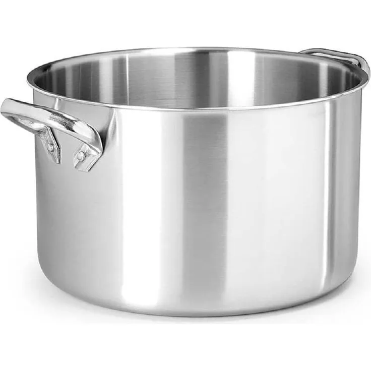 Pentole Agnelli alu-INOX Hohe Kasserolle mit 2 Griffen aus Edelstahl, Silber 20 cm Silber-schwarz