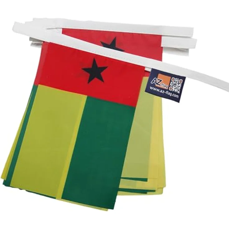 AZ FLAG - Fahnenkette Guinea-Bissau 6 Meter Mit 20 Flaggen - 21x14 cm - Bissau-Guineische Girlande Flaggenkette 14 x 21 Cm – Bild 7