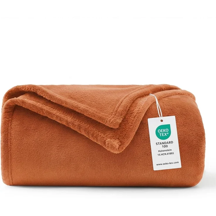WAVVE Kuscheldecke Flauschig Decke Fleecedecke - Sofadecke 150x200 cm Warm Wohndecke Couchdecke, Orange Decke Weich Sofaüberwurf XL