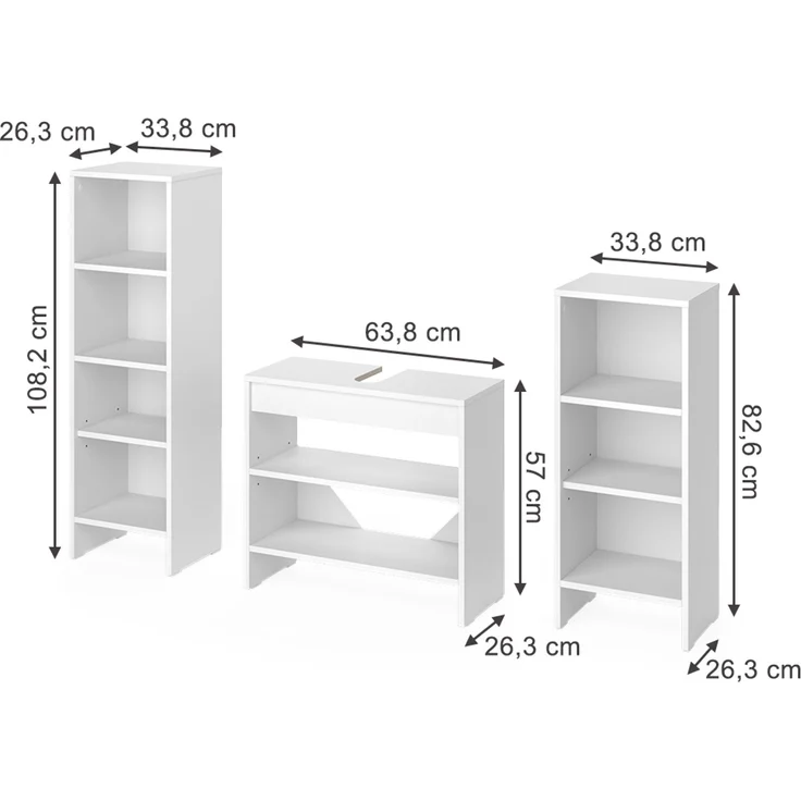 Badmöbel-Set Karli Weiß 3-teilig Vicco – Bild 2